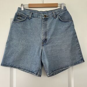 Vintage Wrangler For Womens High Waisted Shorts Size 14 Blue Jean Jorts 90s